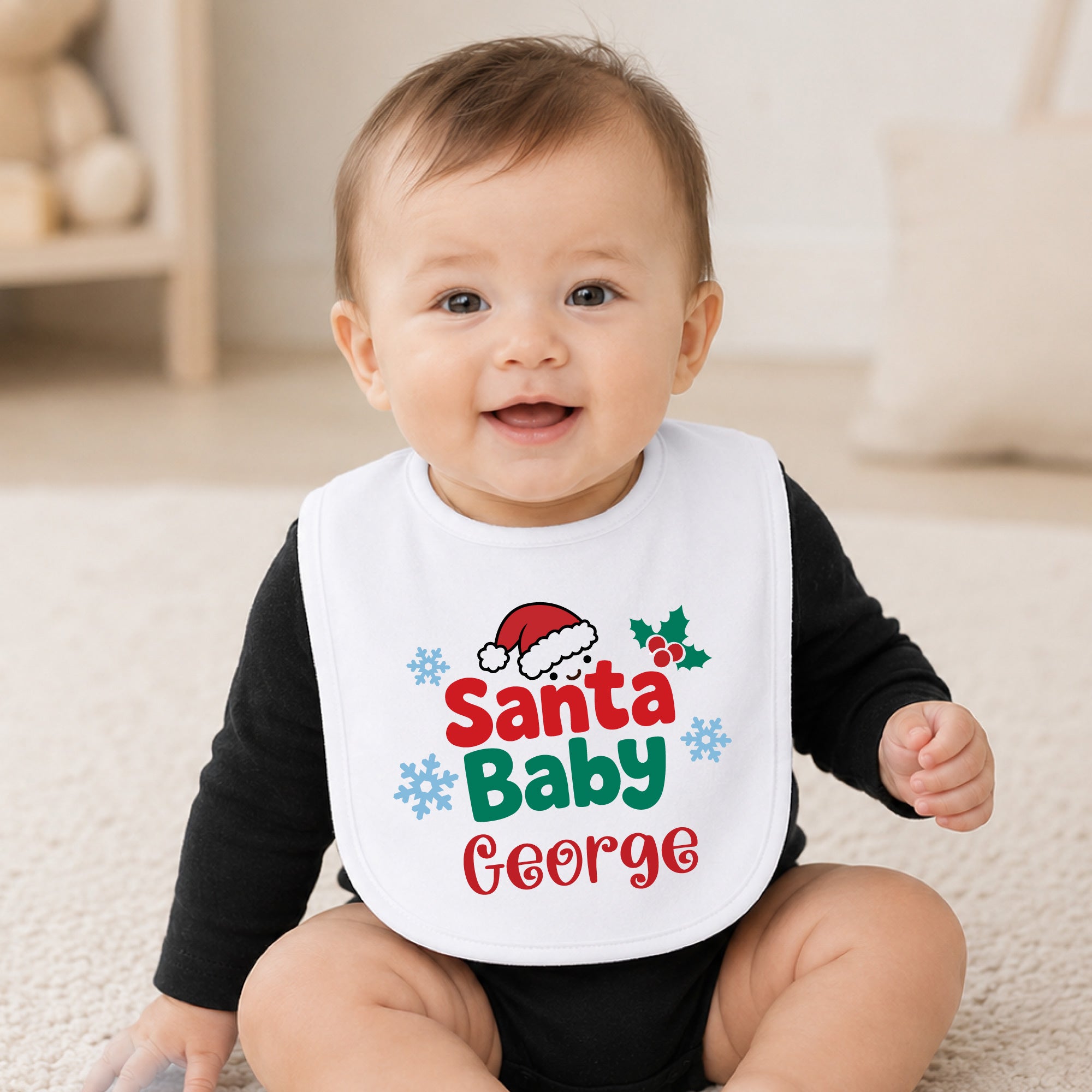 Personalized Santa Baby Christmas Baby Bib