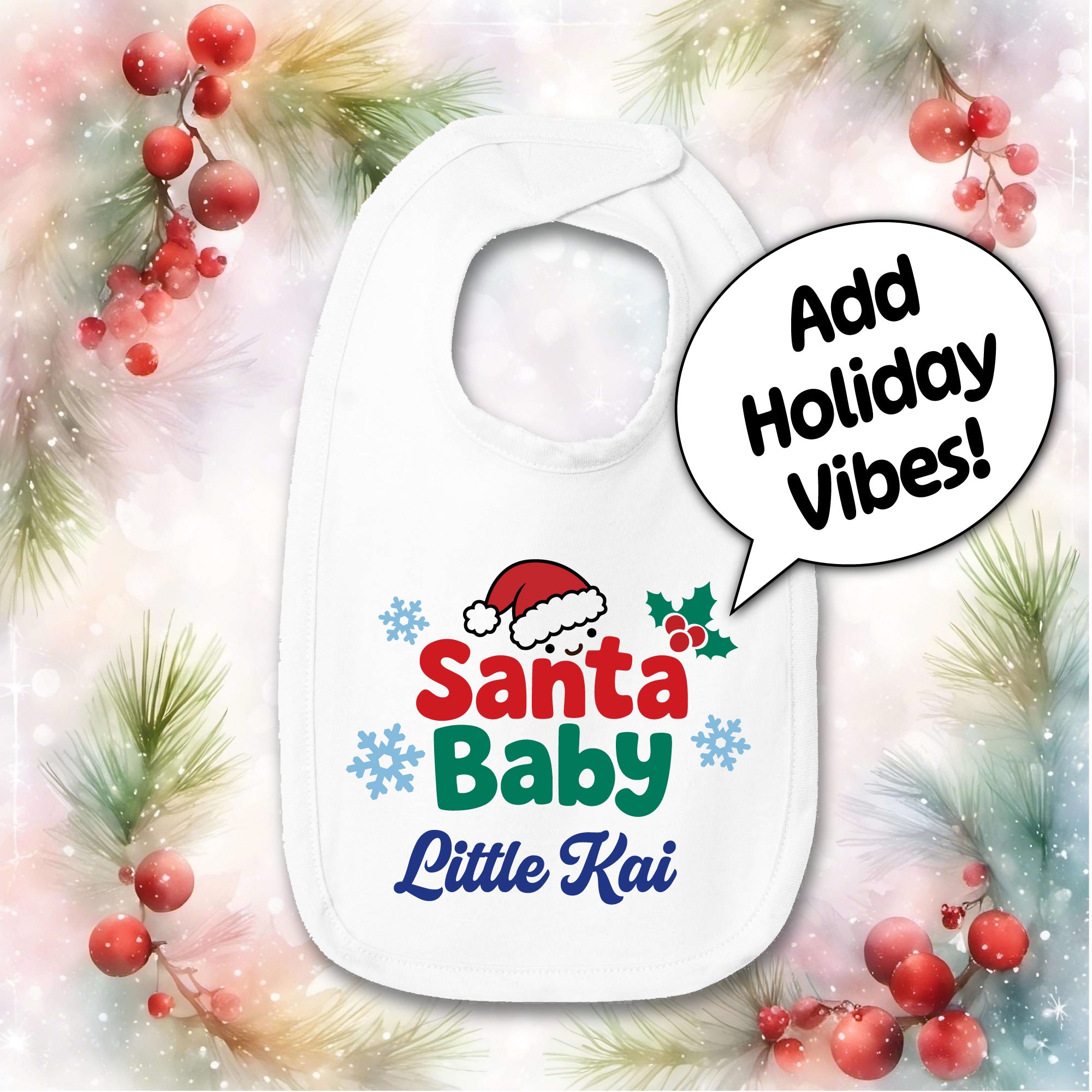 Personalized Santa Baby Christmas Baby Bib