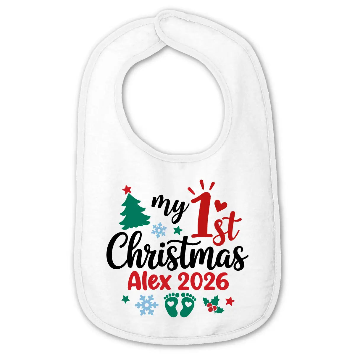 Personalized 1st Christmas Baby Bib