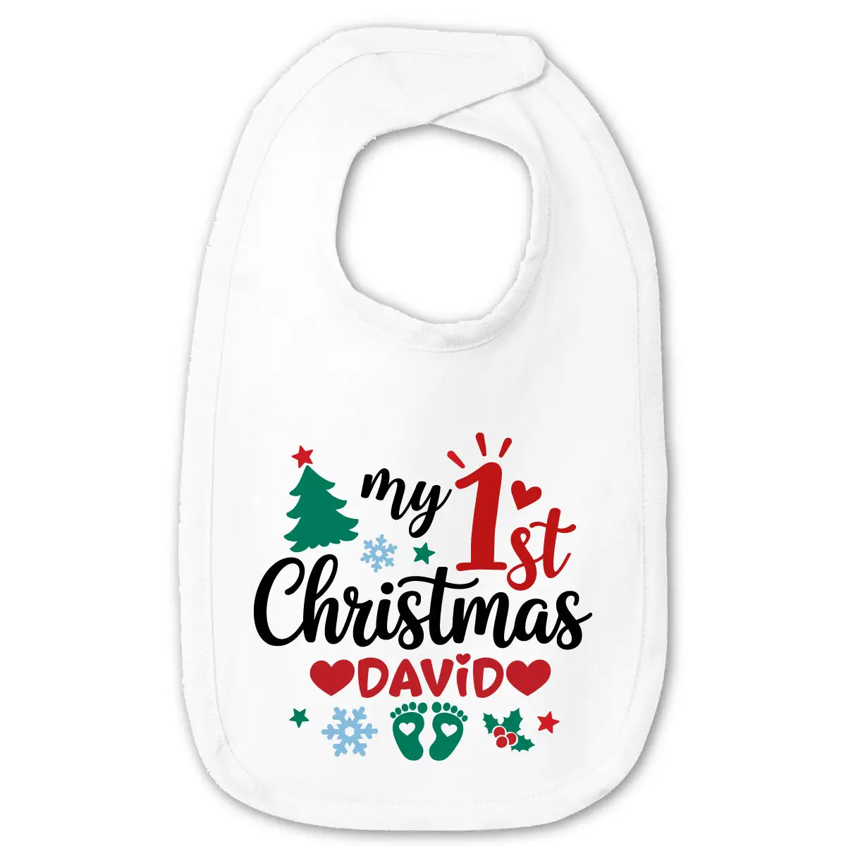 Personalized 1st Christmas Baby Bib