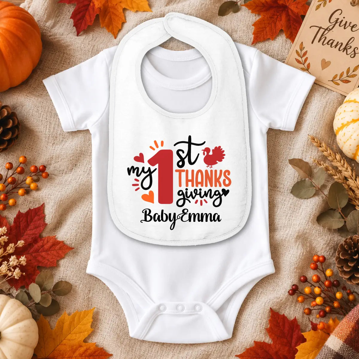 Personalized Thanksgiving Baby Bib