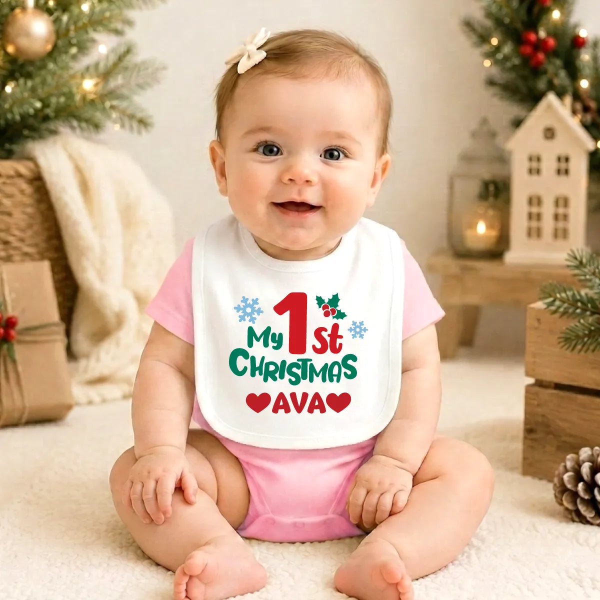 Personalized My 1st Christmas Baby Bib