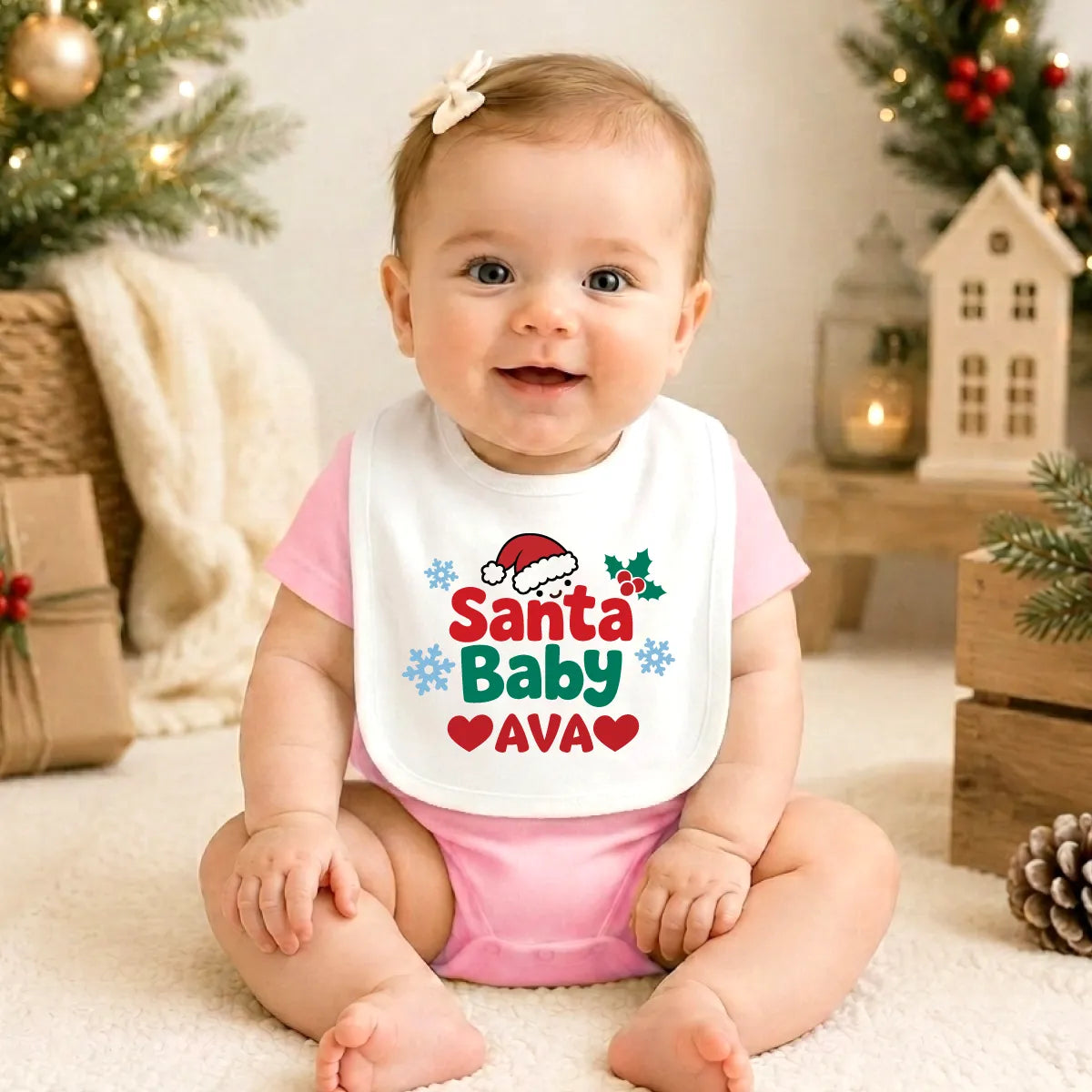 Personalized Santa Baby Christmas Bib
