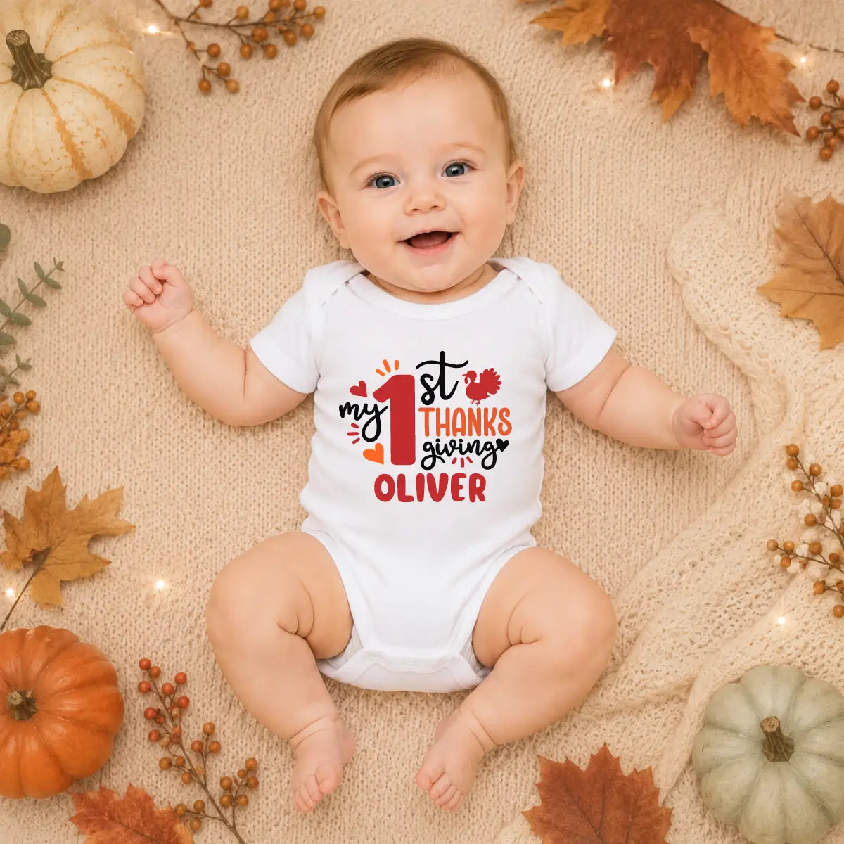 Personalized Thanksgiving Baby Bodysuit