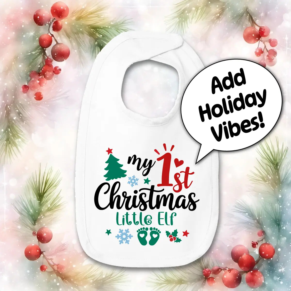 Personalized 1st Christmas Baby Bib