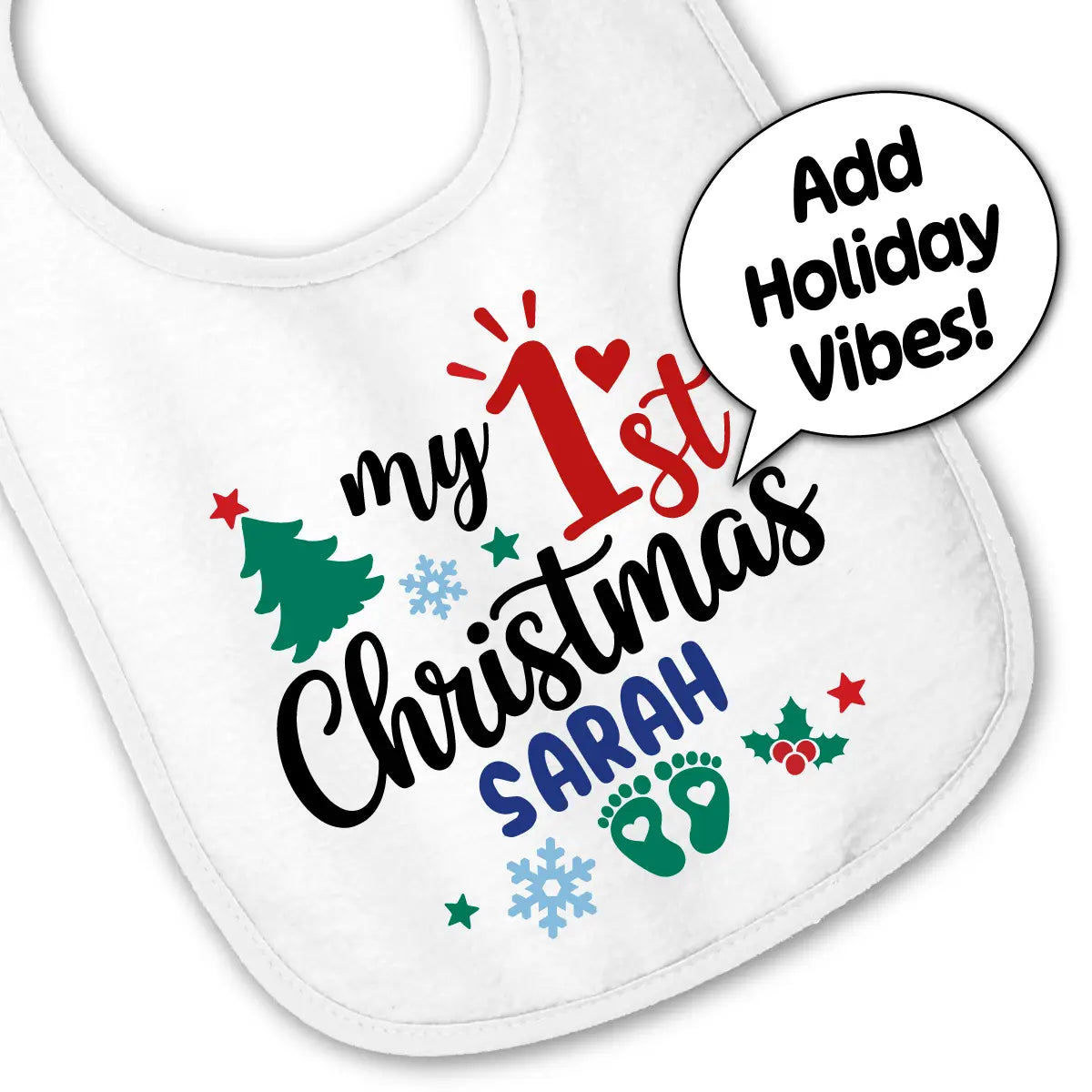Personalized 1st Christmas Baby Bib