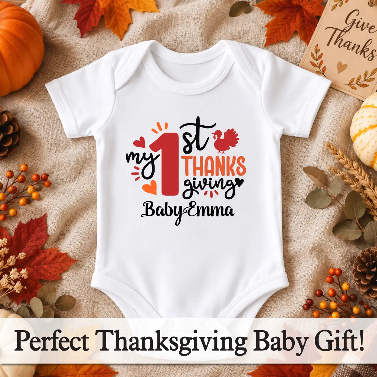 Personalized Thanksgiving Baby Bodysuit